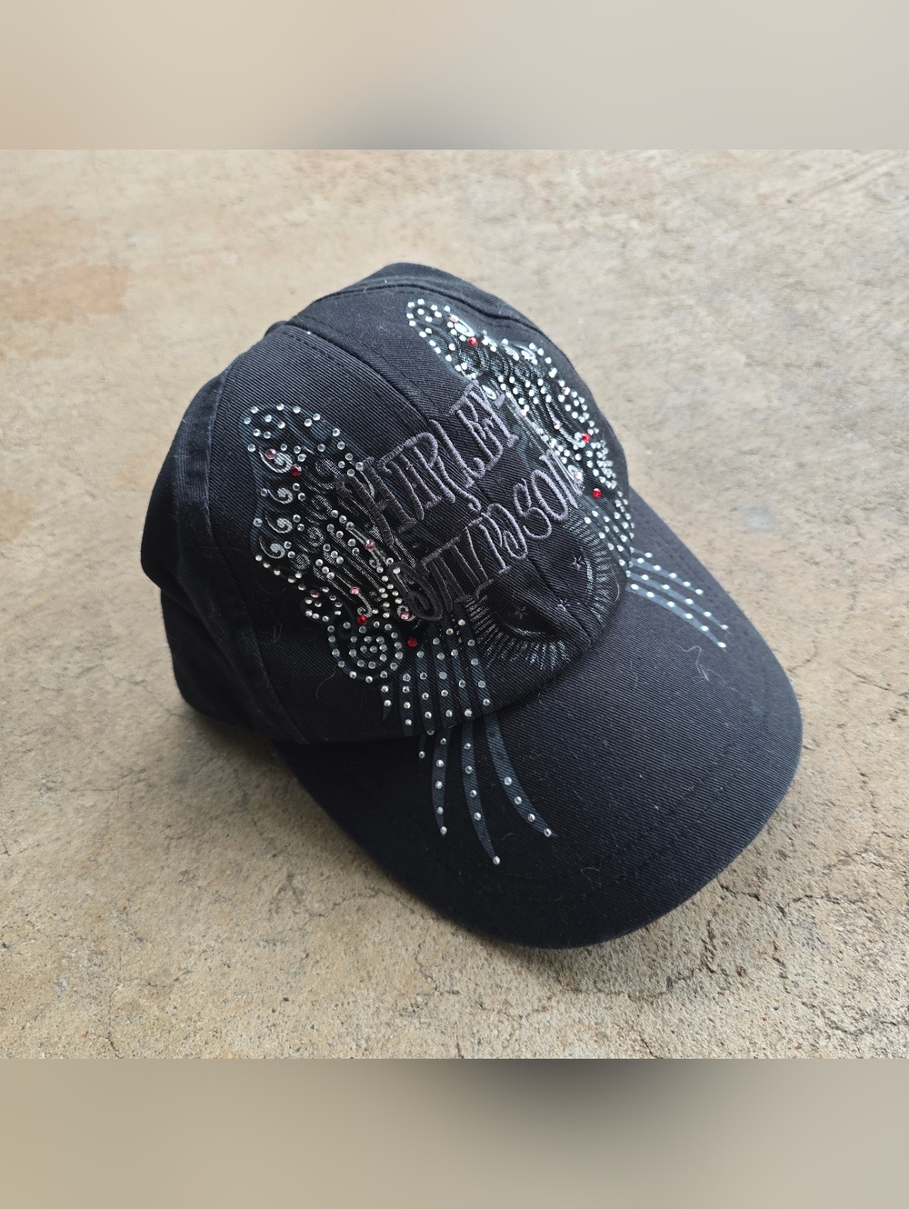Vtg Y2k Harley Davidson Bling Wings Cyber Grunge Cap